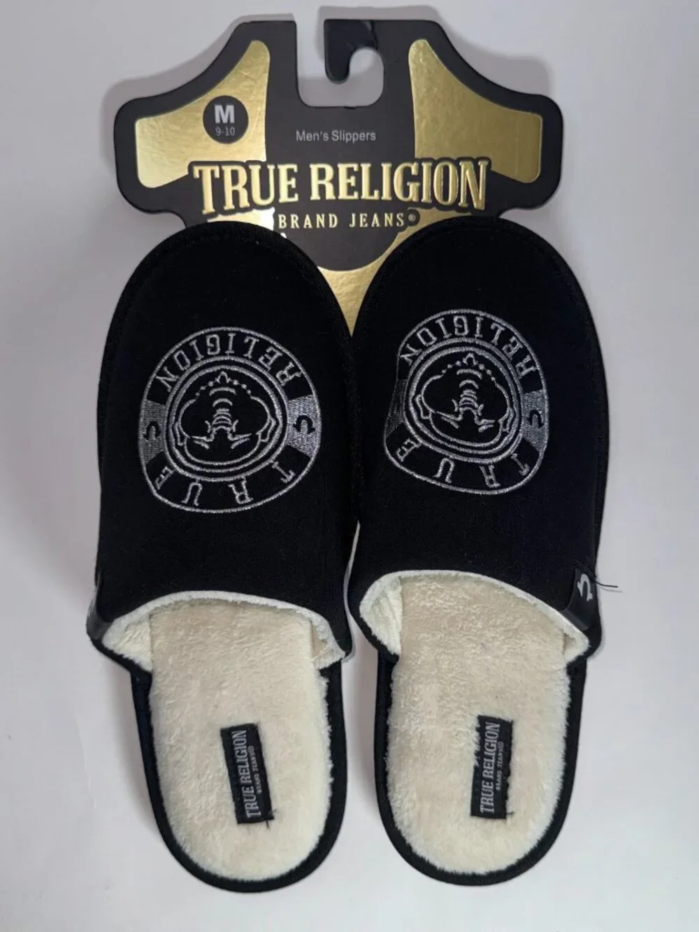 True religon Men's Designer Slippers House Shoes Slides Size 9-10 us